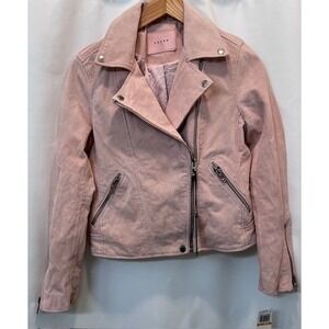 BlankNYC Women's Suede Moto Biker Jacket, 73K-5400BL, Pink Pearl, Leather Size S